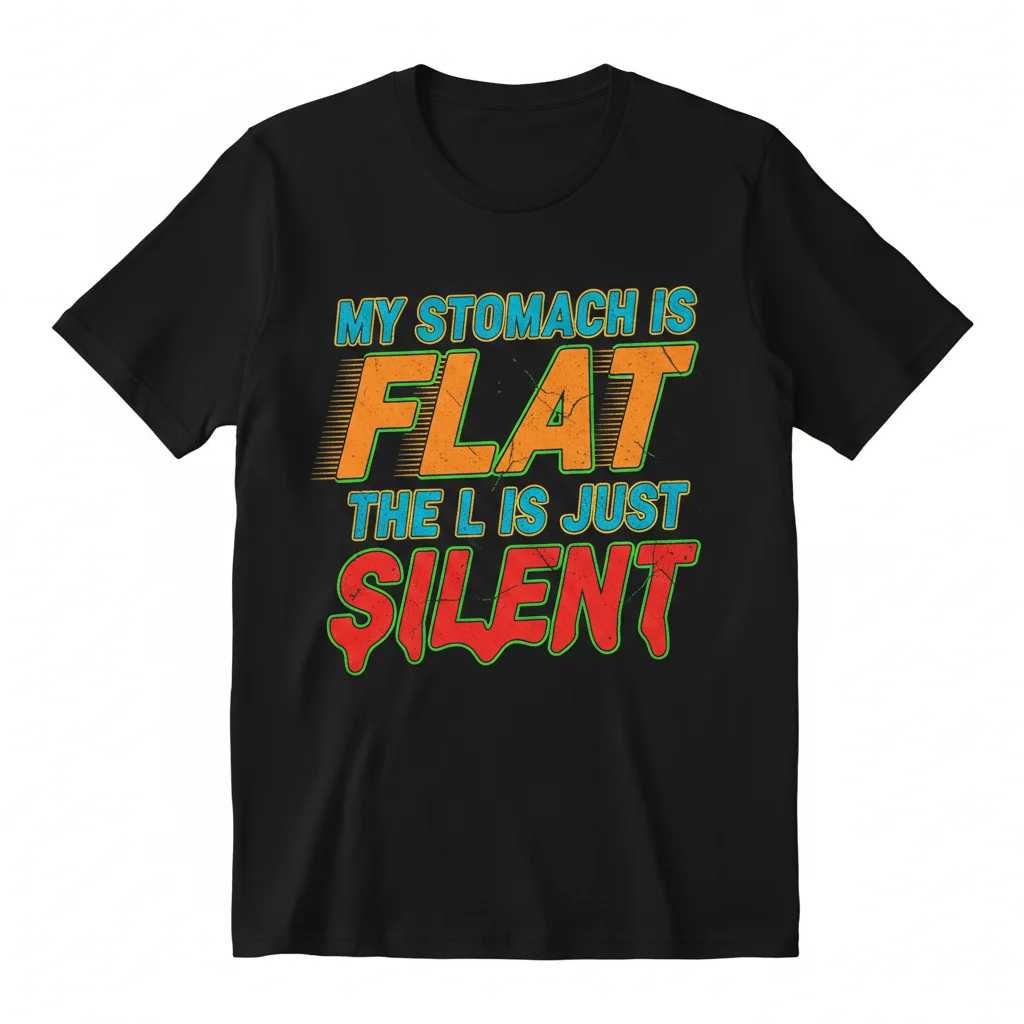 My Stomach Is Flat, The 'L' Is Just Silent - Sarcastic Humor Essential Tee