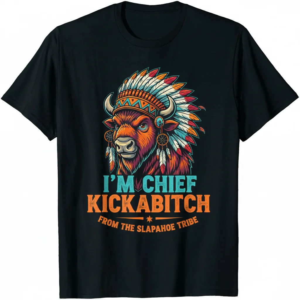 Spirit of the Plains: The 'Chief Kickabitch' Tribal Art Tee