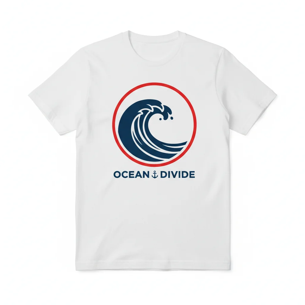 Navy Blue & White Half-and-Half Graphic T-Shirt - Men's/Unisex Cotton Tee