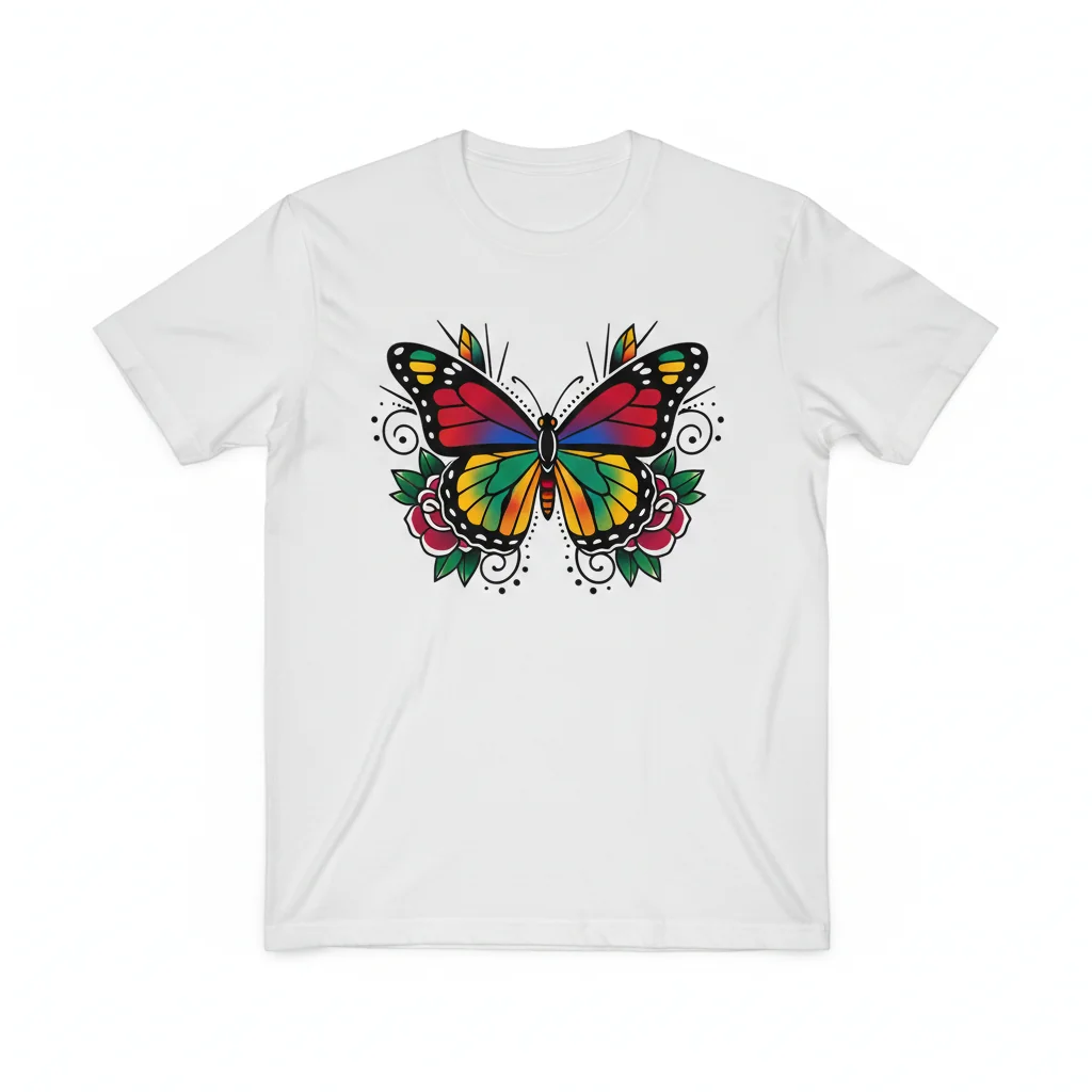 Embrace Your Wings: Neo-Traditional Butterfly Art T-Shirt