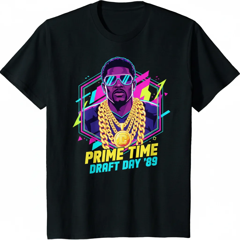 Deion Sanders Draft Day Gold Chains T-Shirt - Neon Collection