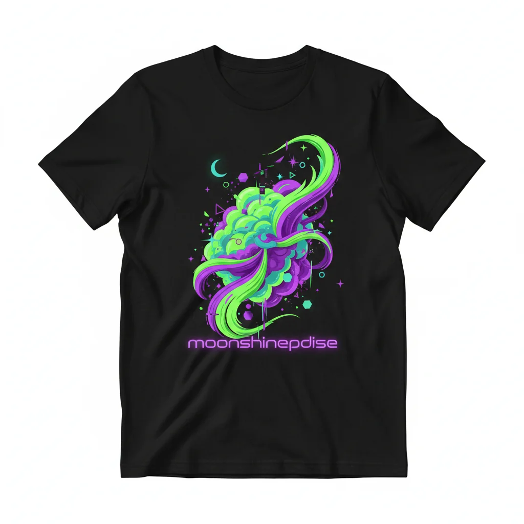 Vibrant Duality: Neon Green & Purple Tee
