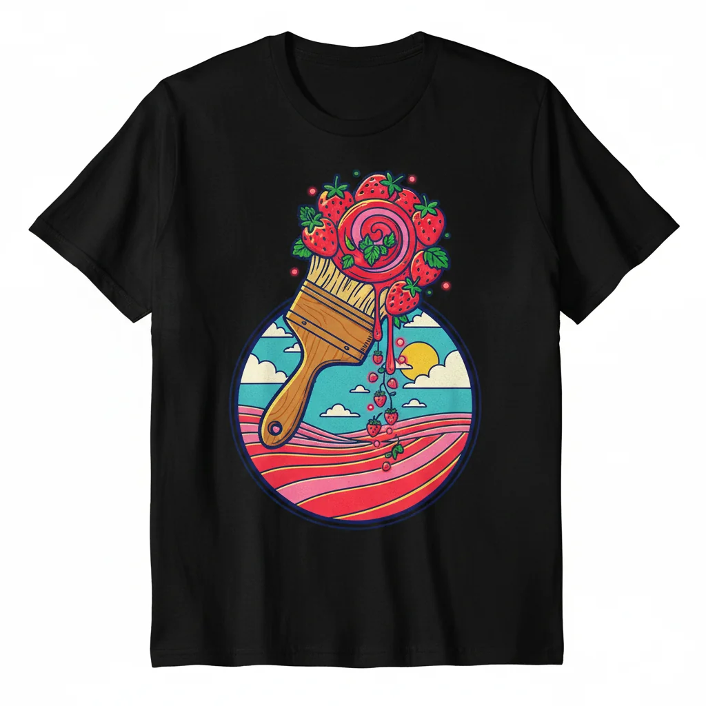 Strawberry Fields Forever Neopet Paint Brush Pixel Art - Durable, Pre-Shrunk Essential T-Shirt