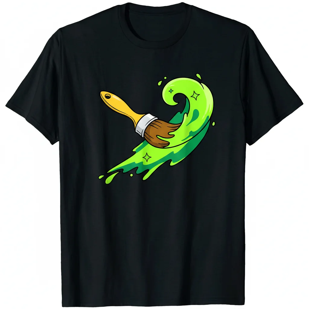Neopets Starter Green Paint Brush Essential T-Shirt - 100% Cotton Tee
