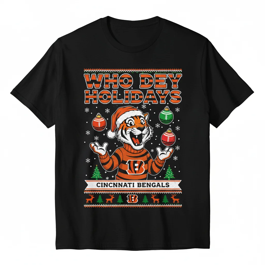 Camiseta navideña fea de los Cincinnati Bengals de la NFL para las fiestas