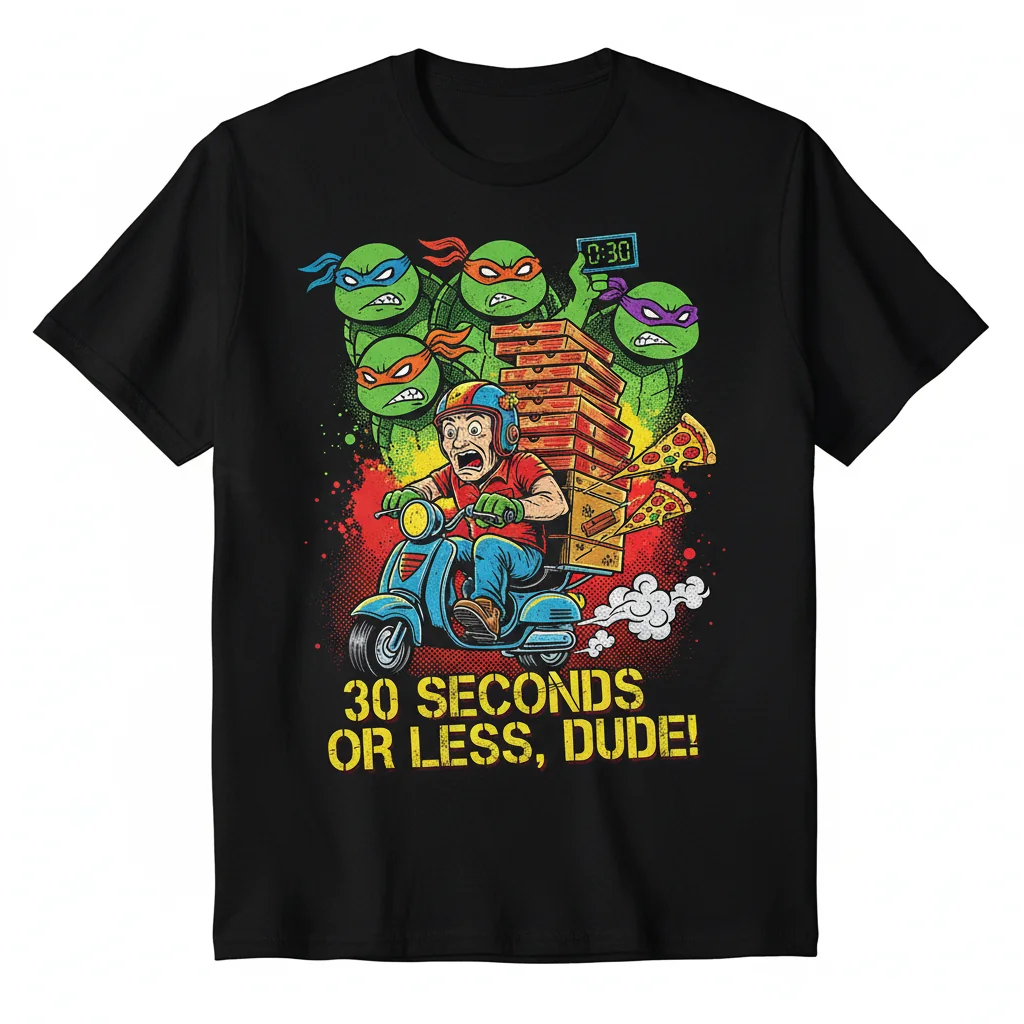 Auténtica Camiseta de la Pizza de las Tortugas Ninja: ¡30 Segundos o Menos!