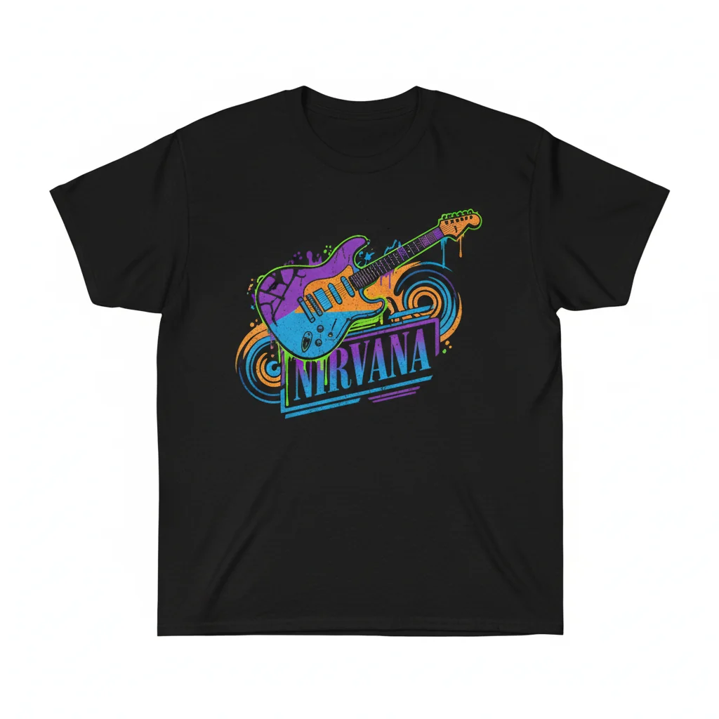 Nirvana Electric Guitar Graphic Tee - Iconic Band Shirt