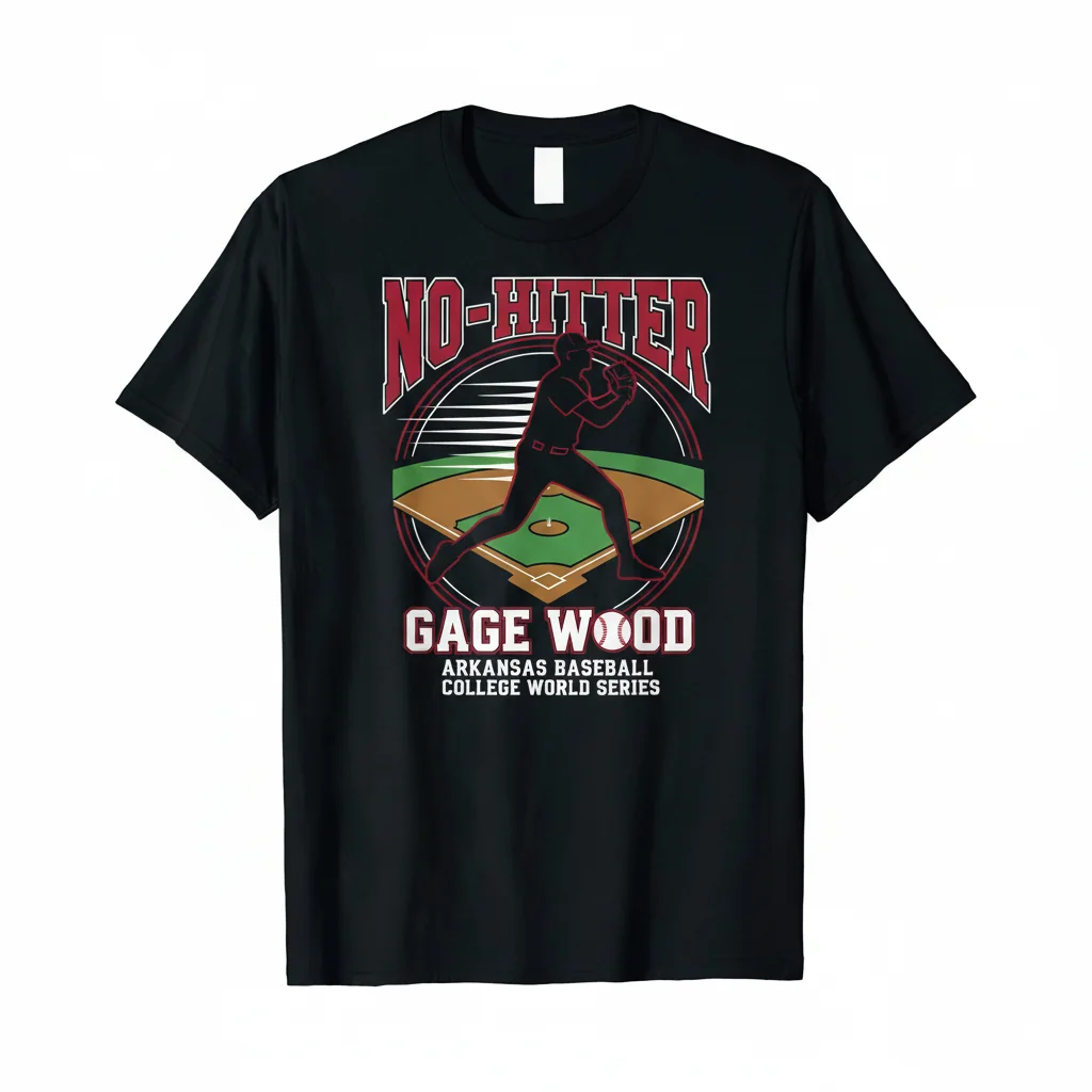 Gage Wood "No-Hitter" Art Tee | Arkansas Baseball Legacy Shirt