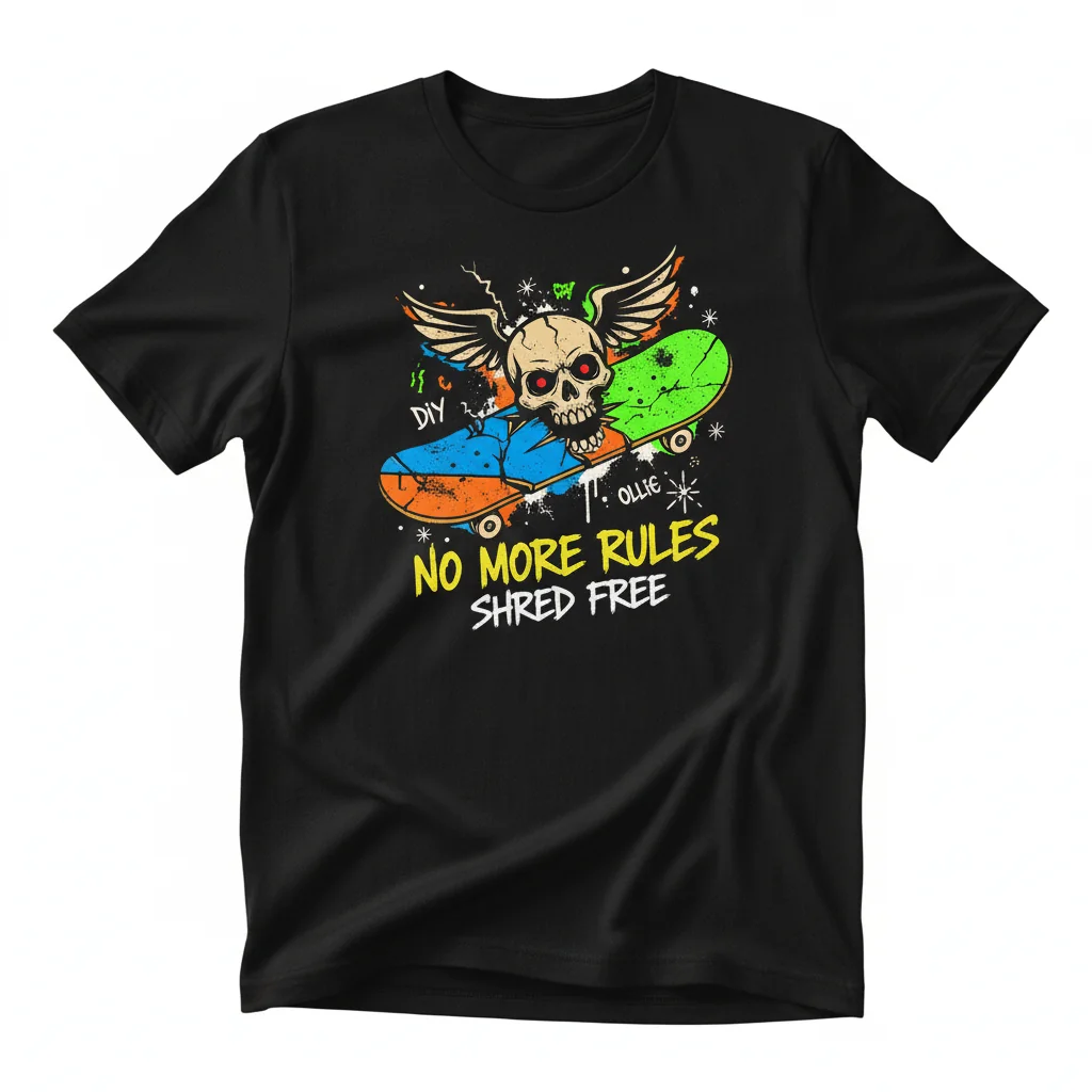 Rules? Never. Skateboarding Tee