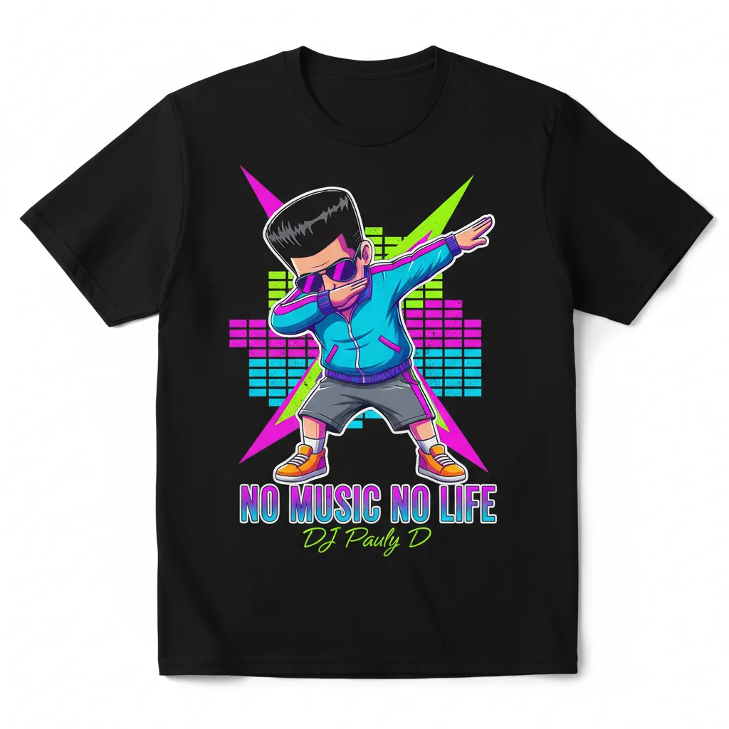 DJ Pauly D "No Music No Life" Dabbing T-Shirt – Fade-Resistant & Ultra-Comfortable