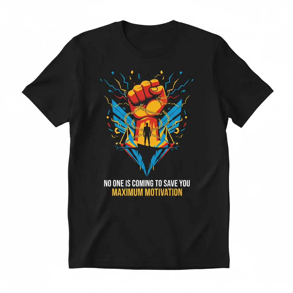 T-Shirt "No One Is Coming To Save You" - Maximum Motivation | Inspiring Slogan Tee
