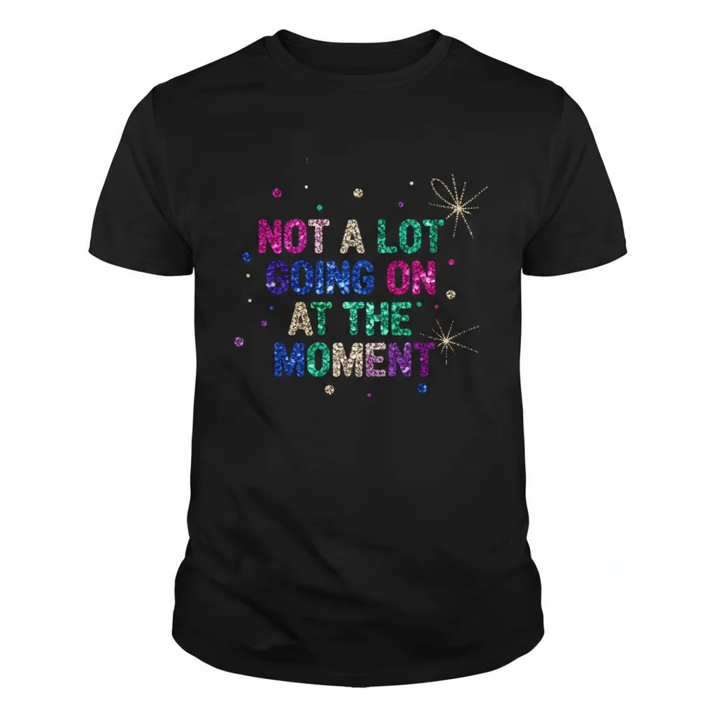 Relaxed Sequin Graphic T-Shirt | “Not a Lot Going On” Cotton Tee