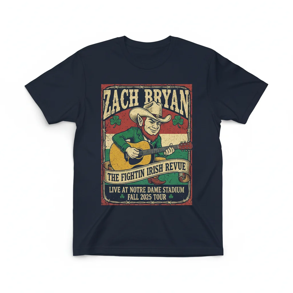 Embrace the Spirit: Notre Dame Fighting Irish Zach Bryan Tour 2025 Premium Tee