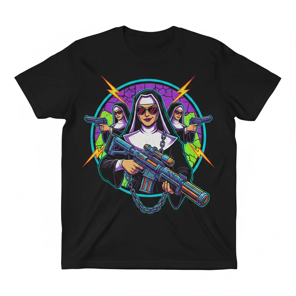 Embrace the Rebellion: 'Nuns with Guns' Art-Inspired Tee