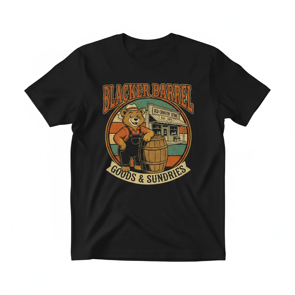 Official Blacker Barrel Old Country Store T-Shirt | Unisex Graphic Souvenir Tee | 100% Ring-Spun Cotton
