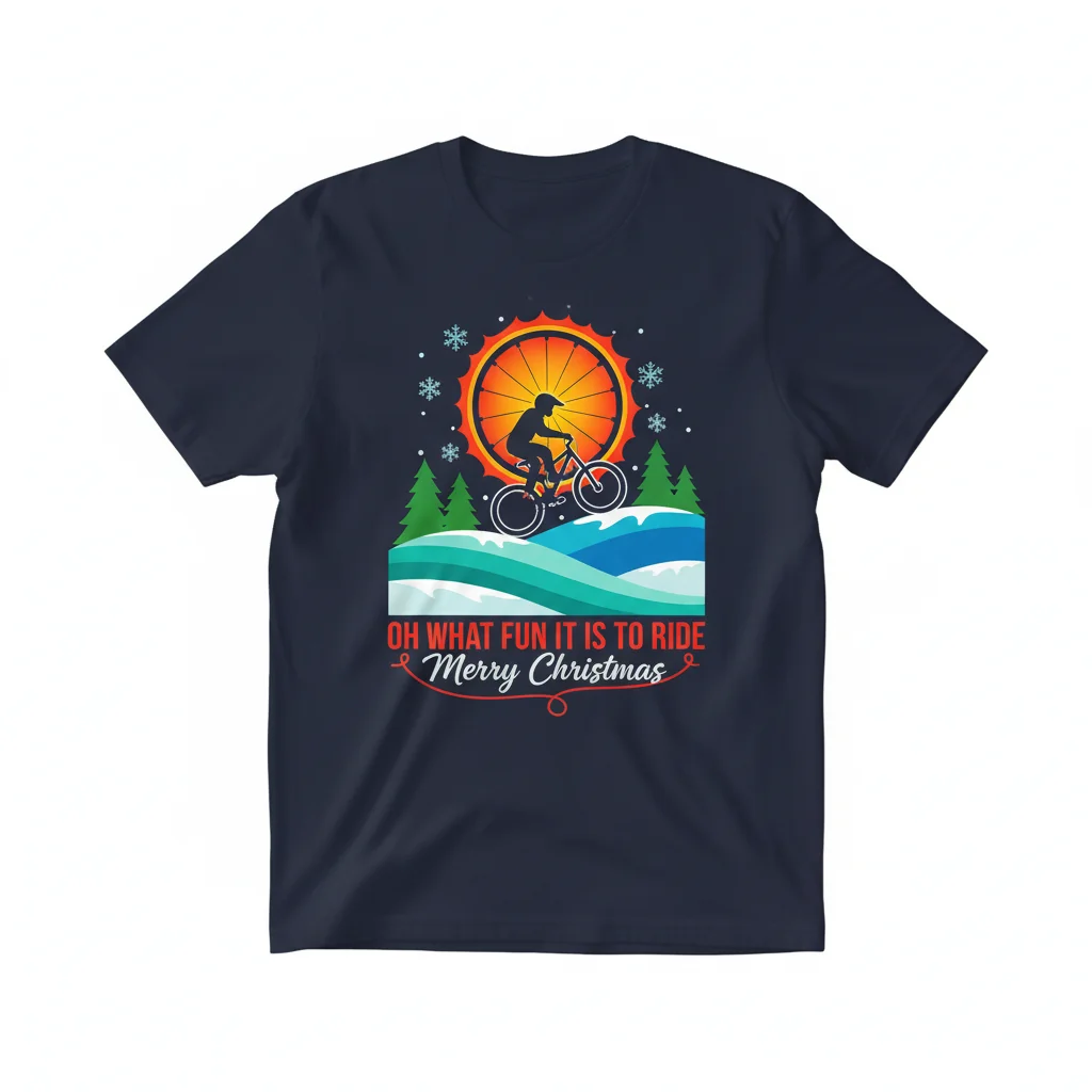 Divertida Camiseta de Ciclismo de Montaña para Navidad