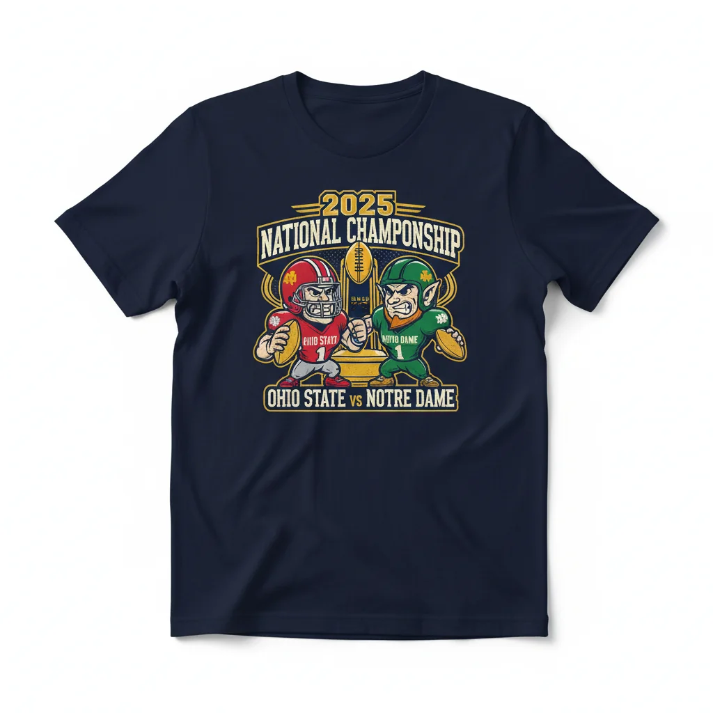 Ohio State vs Notre Dame 2025 Championship Caricature Shirt | Pre-Shrunk & Fade-Resistant