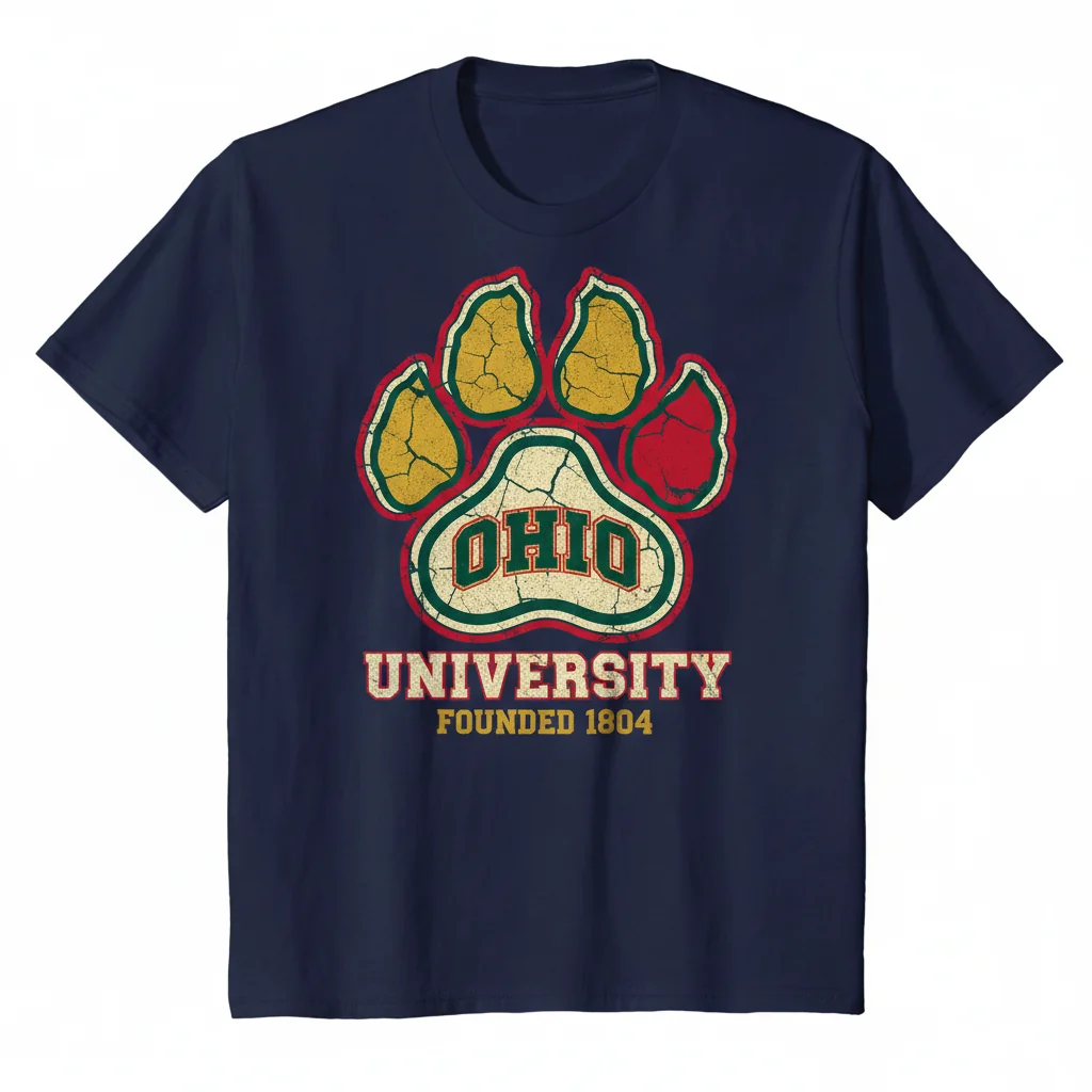 Ohio University Paw Print Essential T-Shirt – Premium Cotton & Retail Fit