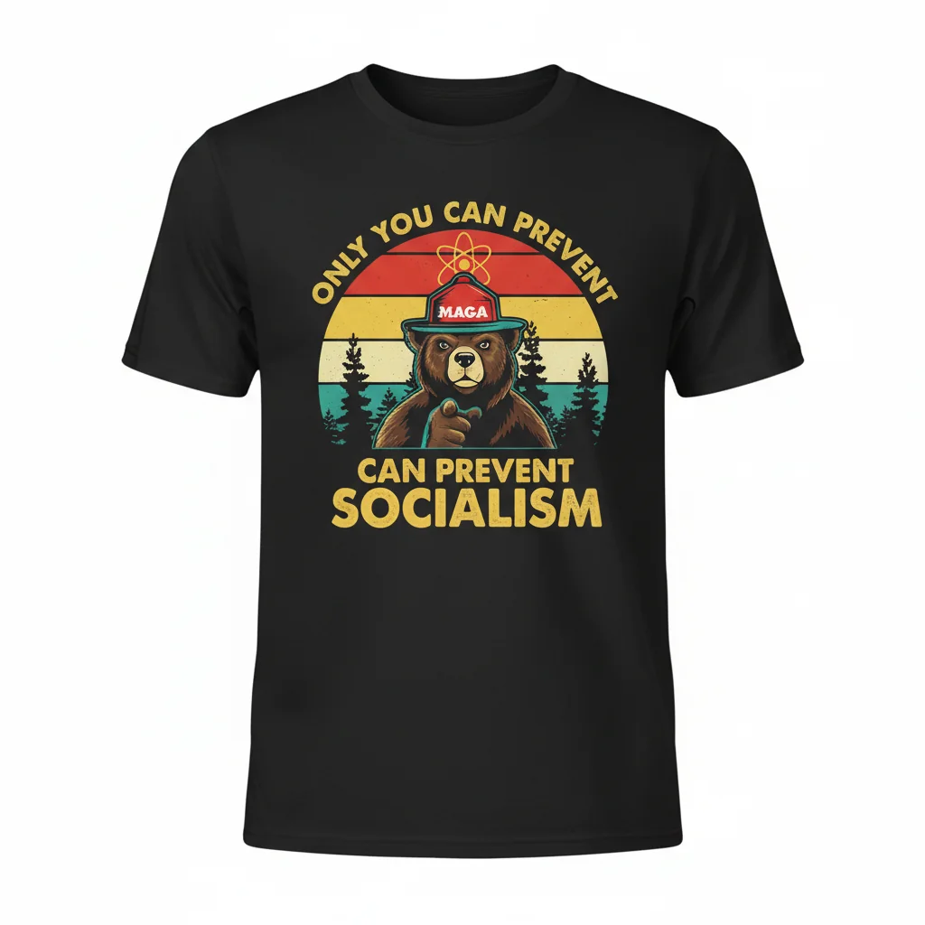 Prevent Socialism Bear MAGA Smokey Essential T-Shirt - Durable & Comfortable