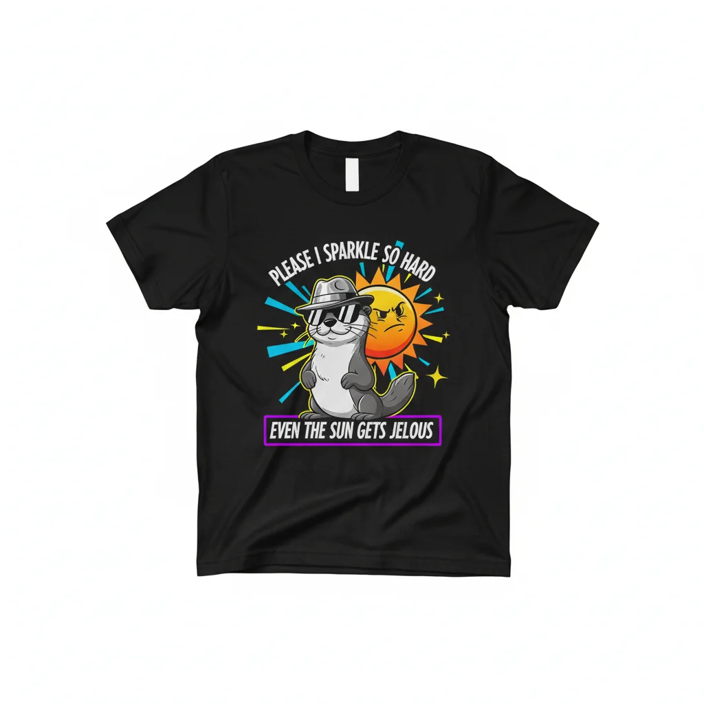 Otter Wearing Hat 'I Sparkle So Hard' Premium Comfort Tee – Fade-Resistant & Perfect Fit