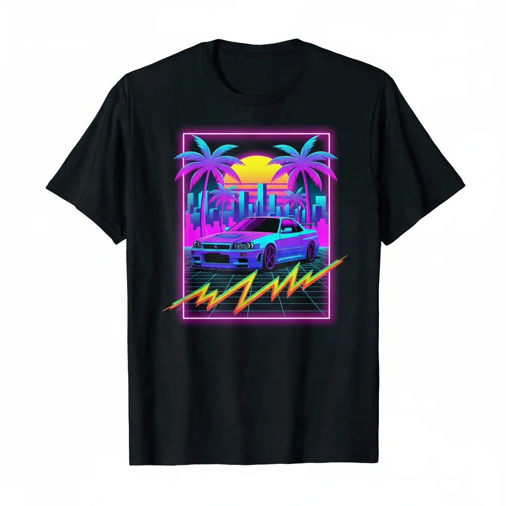 Palm Nissan Skyline GT-R R34 Vaporwave Dream T-Shirt