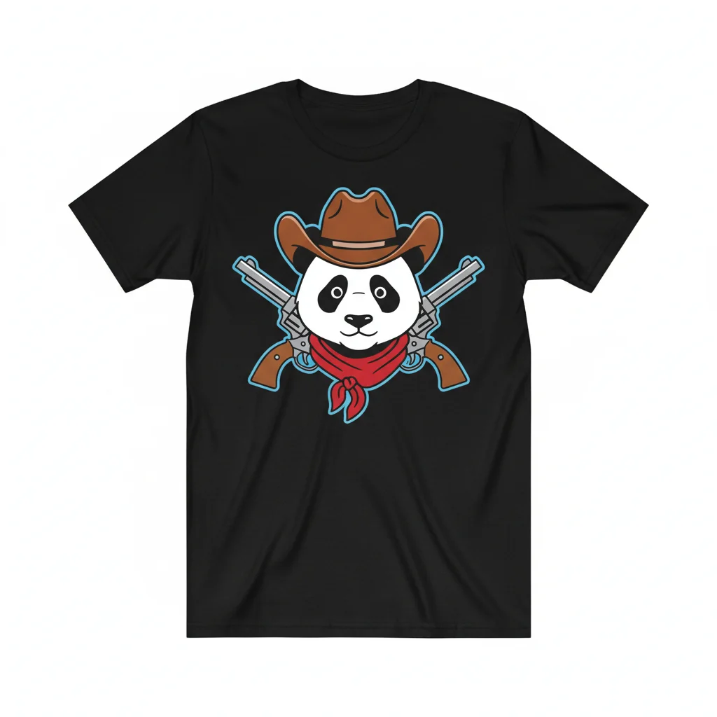 Panda Cowboy Hat Essential Graphic T-Shirt - Men's & Women's Premium Cotton Tee