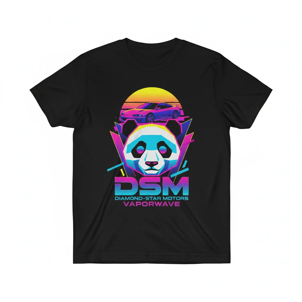 Panda Vaporwave DSM Diamond Star Motors Shirt - Ultra-Durable, Fade-Resistant Tee