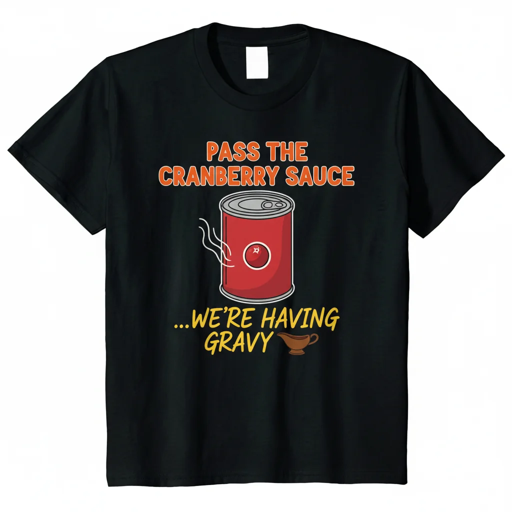 Funny Thanksgiving T-Shirt - Pass the Cranberry Sauce Design