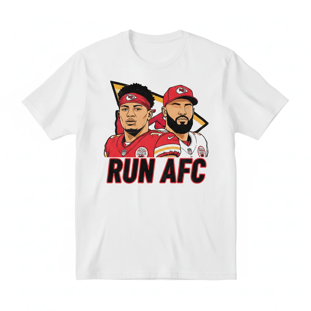 Patrick Mahomes Travis Kelce Kansas City Chiefs Run AFC T-Shirt - Official Fan Apparel