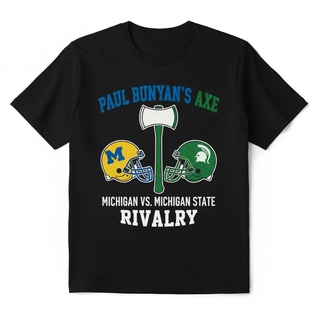 Paul Bunyan Trophy: Spartan Ivory vs Wolverine Helmet Rivalry Tee