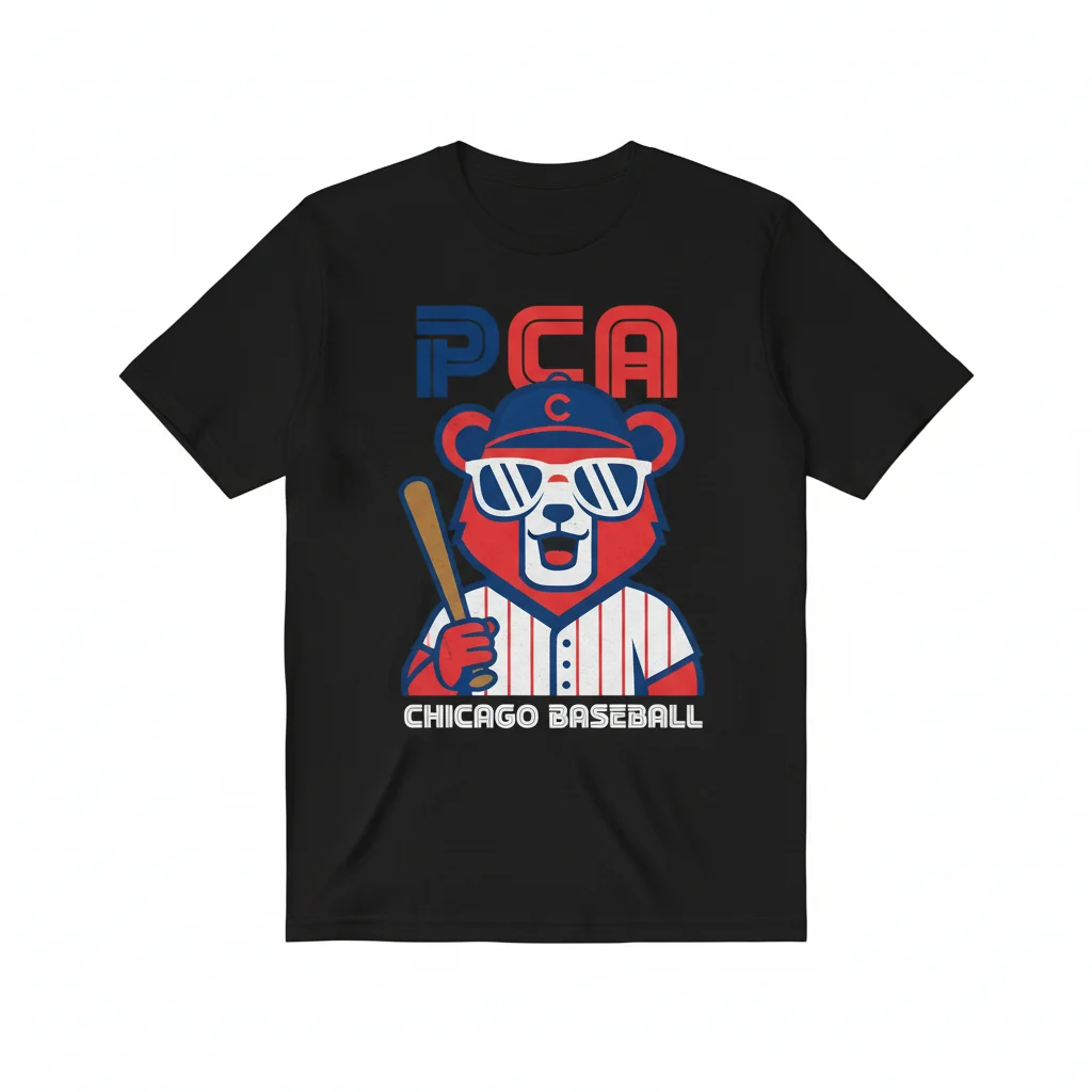 PCA Chicago Cubs Baseball Mascot T-Shirt - Men's Soft Cotton Tee