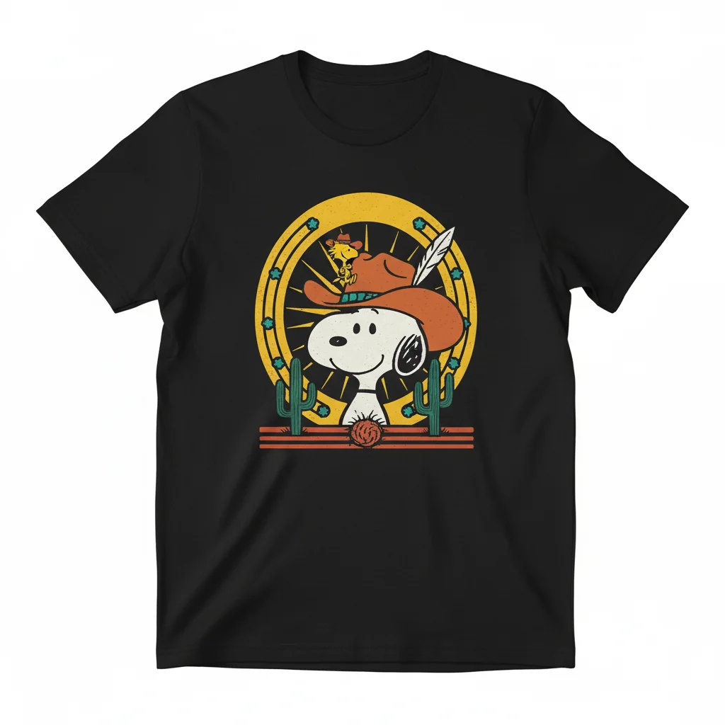 Peanuts Snoopy and Woodstock Western Portrait Tee – Lasting Comfort & Style
