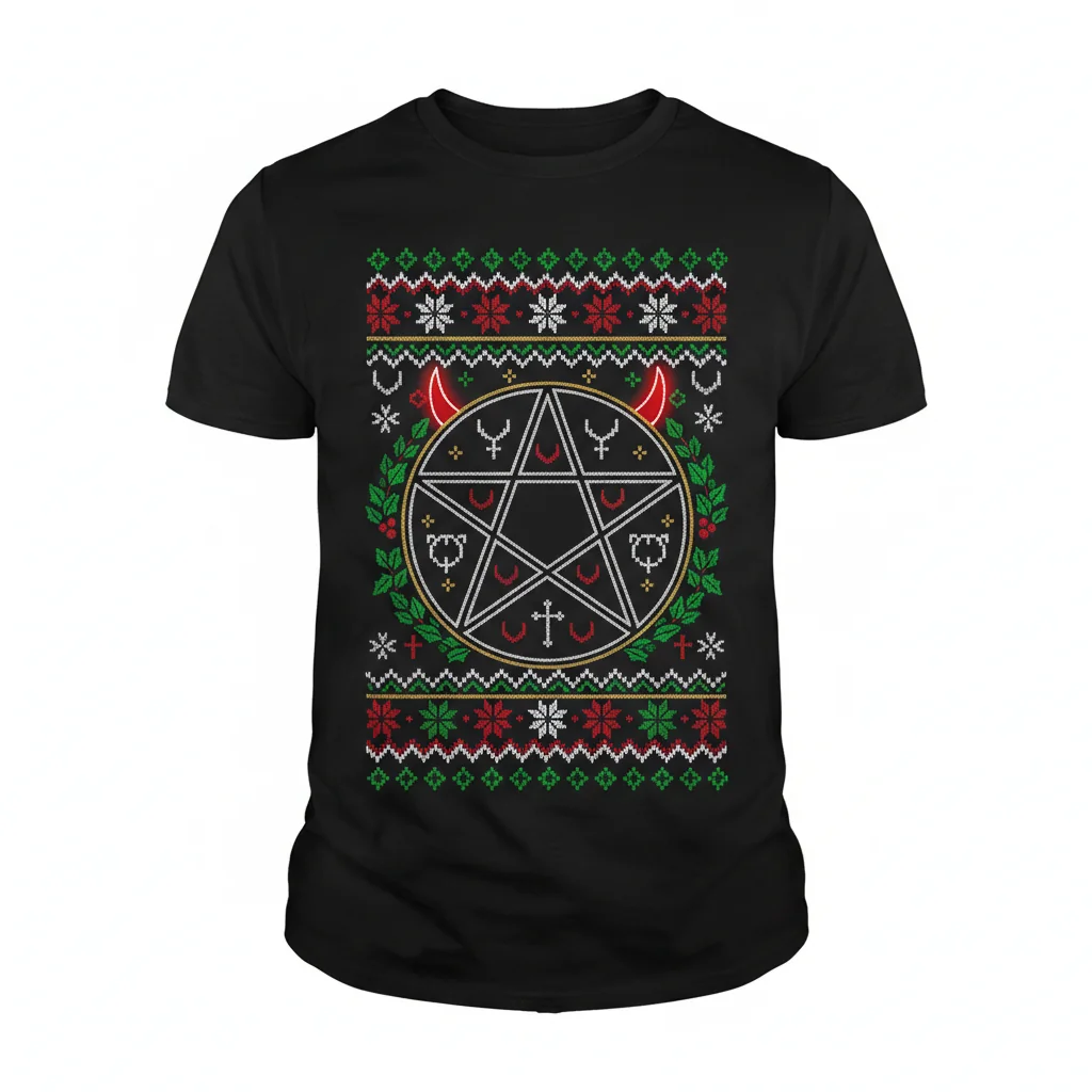 Embrace Your Edge: The Pentagram Ugly Satanic Christmas Sweater Essential T-Shirt