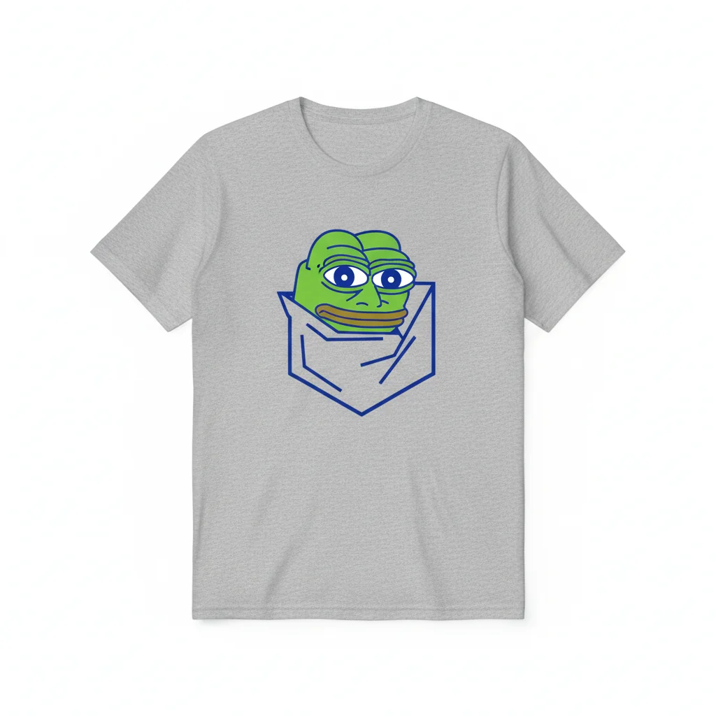 Pepe Stare Twitch Emote in a Pocket Active T-Shirt - Premium Cotton Tee