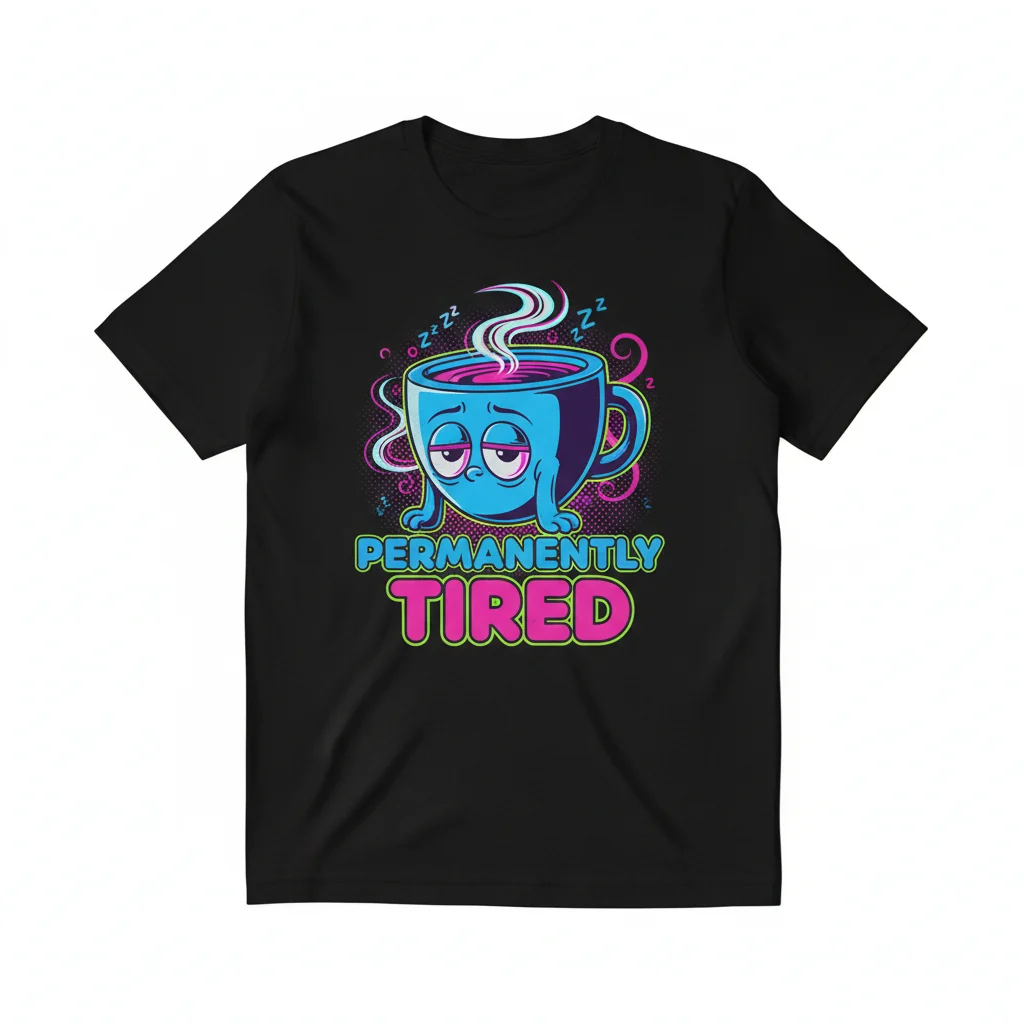 Permanently Tired Shirt | Funny Slogan Graphic Tee | Unisex Cotton T-Shirt