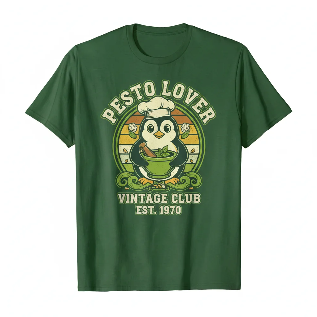 Pesto Penguin Vintage Lover T-Shirt - Retro Style Tee