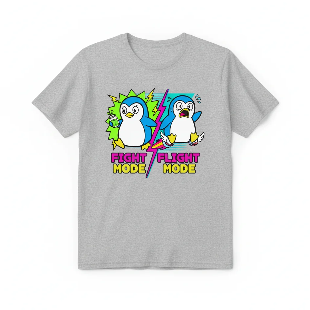 Pesto the Penguin: Embrace Your Inner Flight or Fight Meme Tee