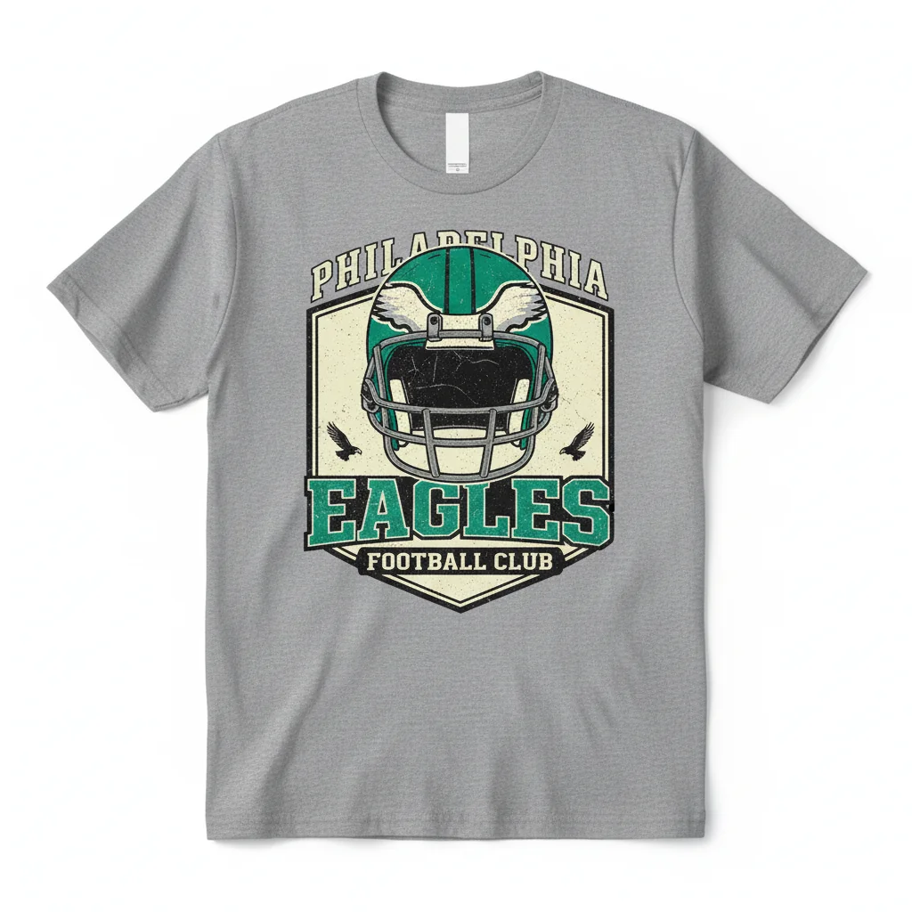 Vintage Philadelphia Eagles Football Helmet NFL T-Shirt - Officially Licensed Fan Apparel