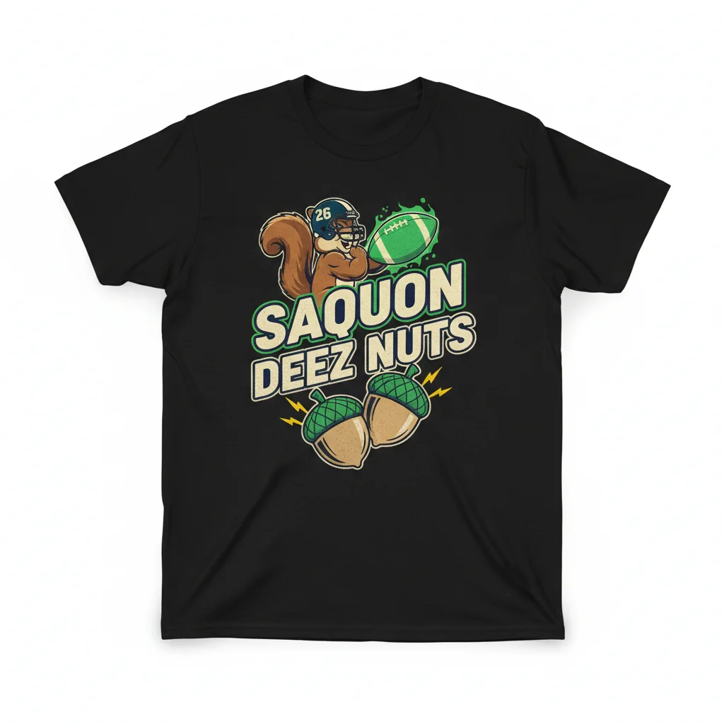 Saquon Barkley Eagles Pun T-Shirt | Funny 'Saquon Deez Nuts' Fan Graphic Tee