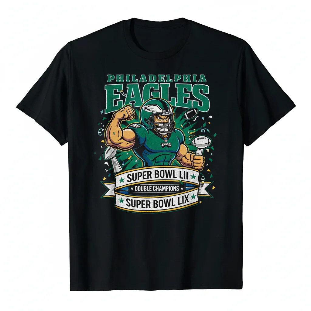 Philadelphia Eagles Super Bowl LII & LIX Champions Mascot Shirt - Ultimate Fan Gear