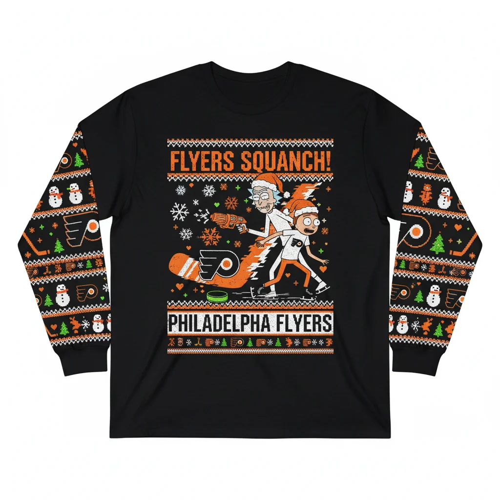 Philadelphia Flyers Rick and Morty Ugly Christmas Sweater - NHL Fan Apparel