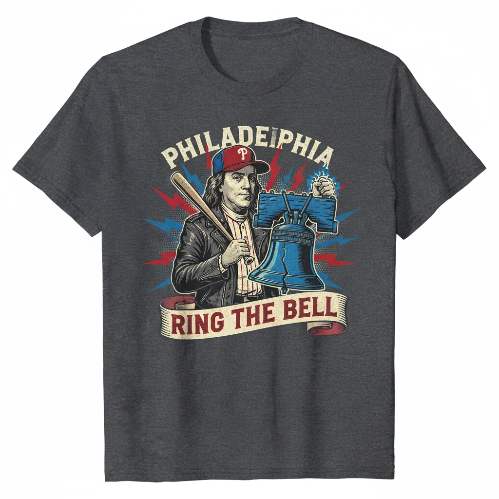Philadelphia Phillies Ben Franklin 'Ring The Bell' T-Shirt | Philly Baseball Fan Gear
