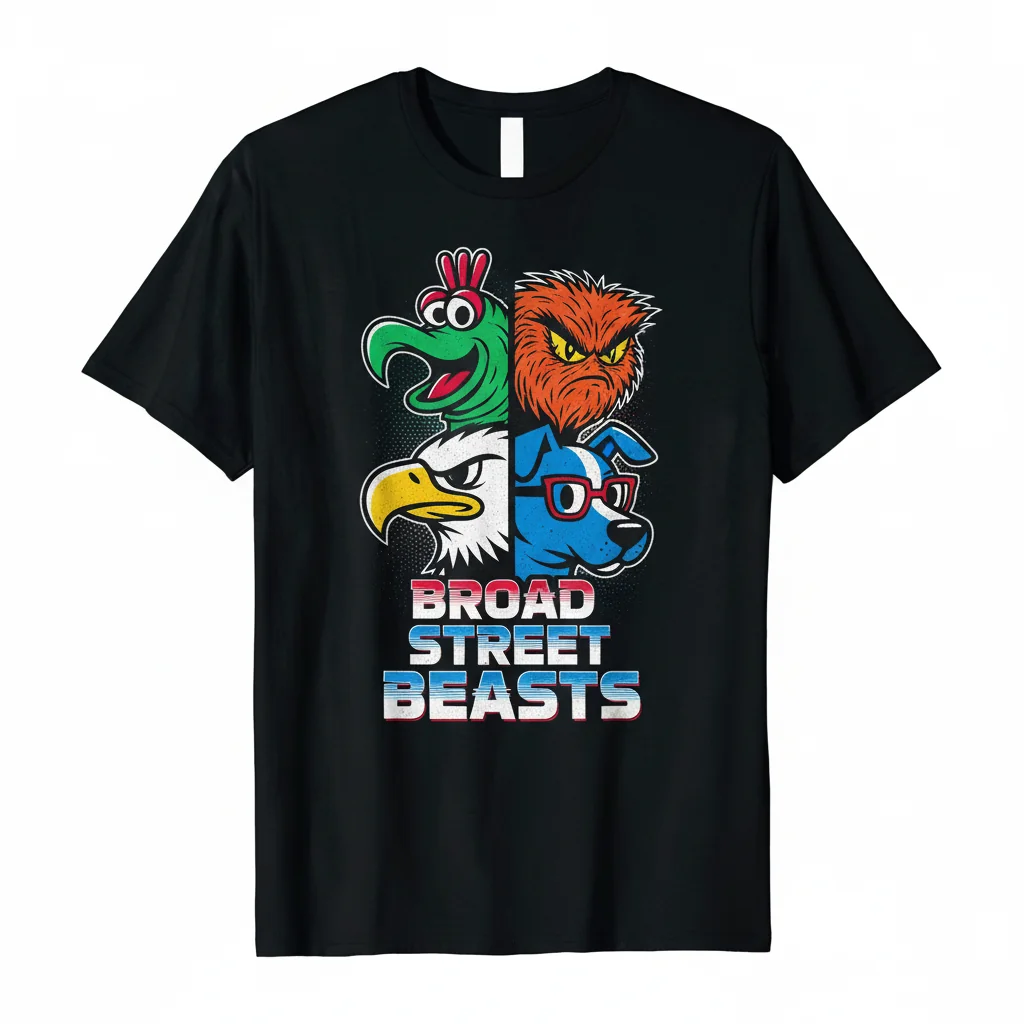 Philadelphia Teams Mascots Unite: Your City's Heartbeat Tee