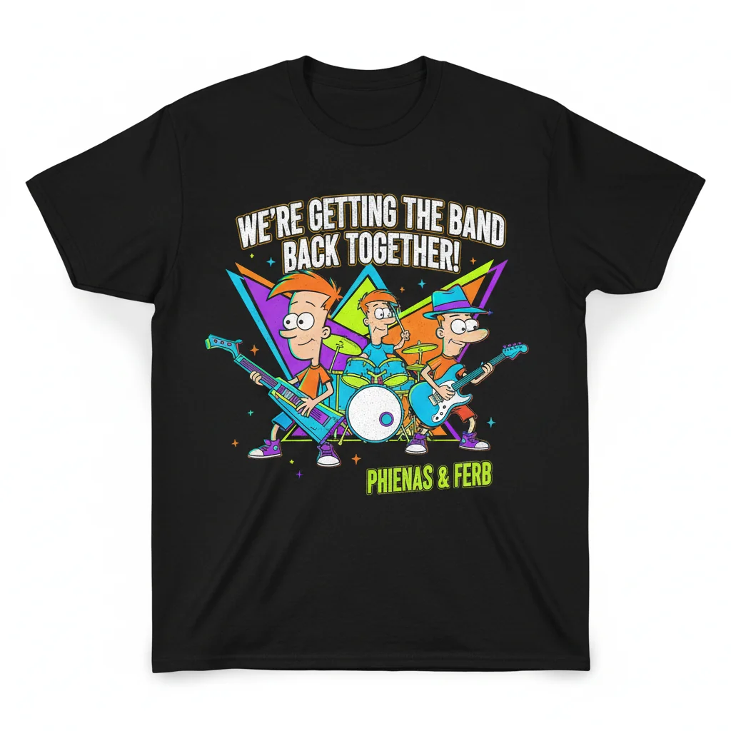 Phineas and Ferb We're Getting the Band Back Together T-Shirt | Disney Cartoon Graphic Tee