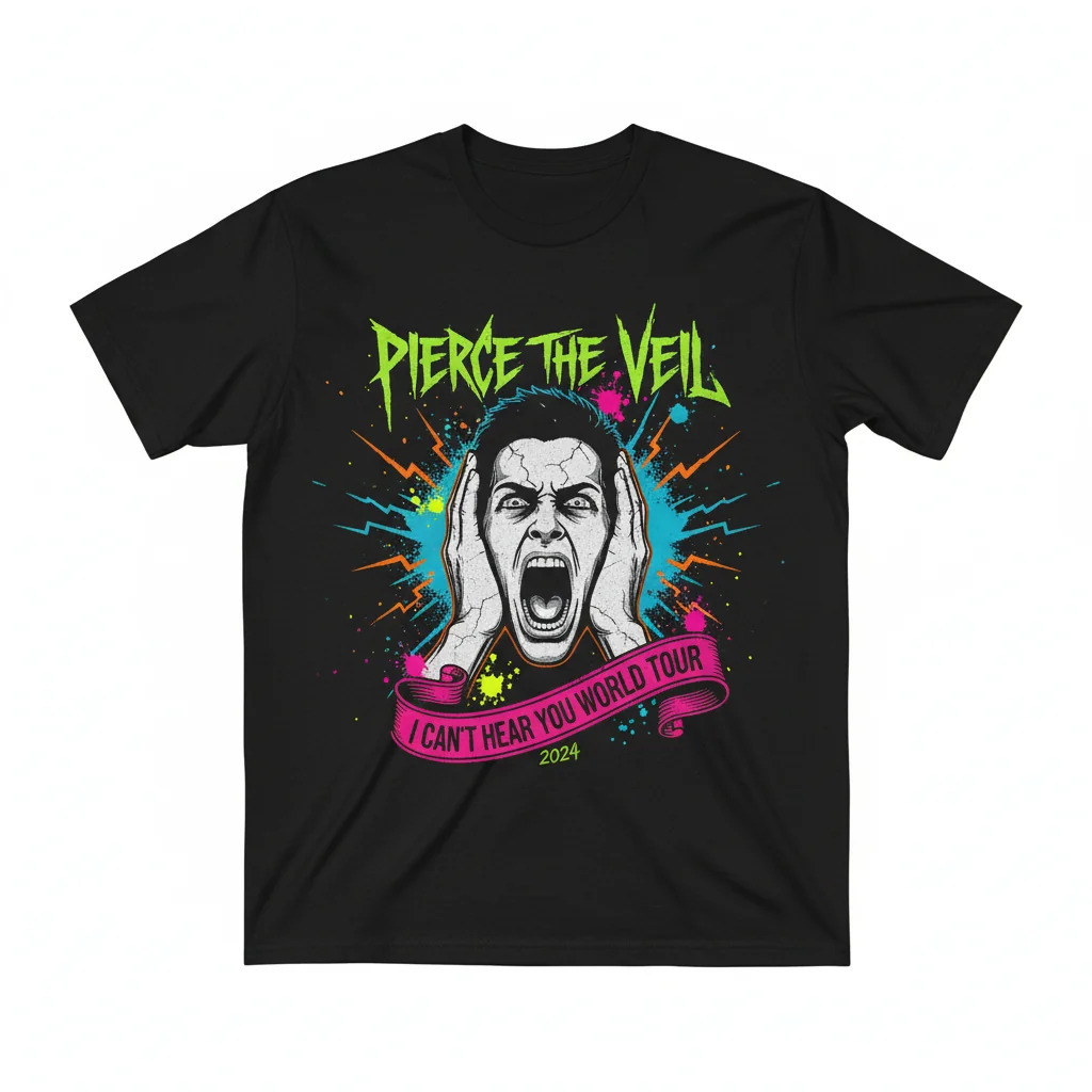 Pierce The Veil 'I Can’t Hear You' World Tour Logo T-Shirt - Official Band Merch
