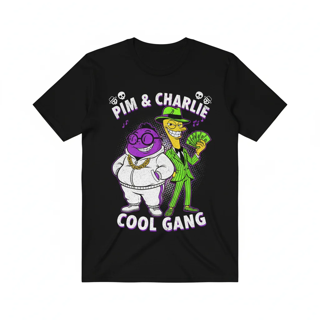 Pim and Charlie Smiling Gangsta Friends Graphic Tee