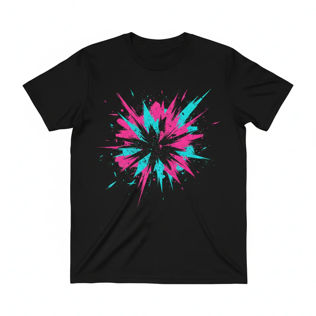 Pink & Turquoise Grunge Texture T-Shirt - Vibrant Color Pop Essential Tee