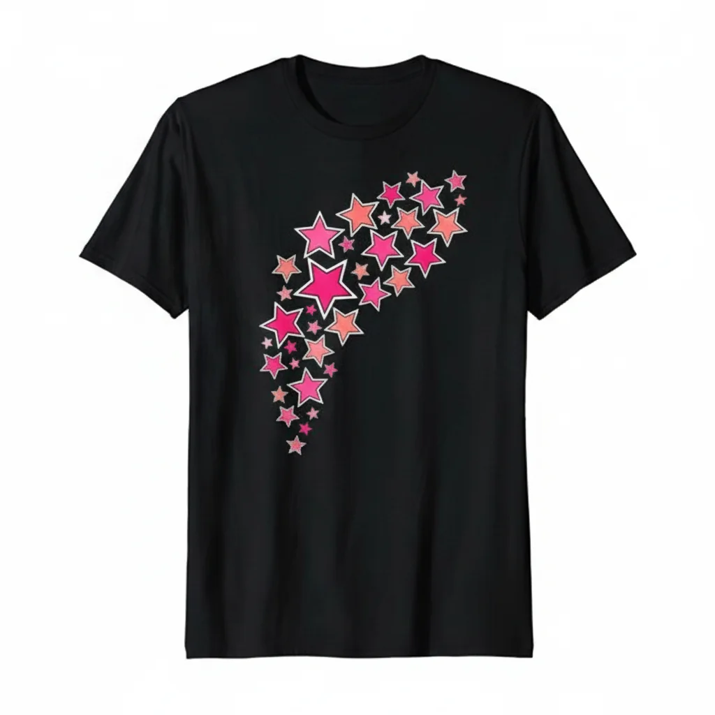 Pink Outlined Star Essential T-Shirt – Soft Cotton Graphic Tee for Women & Men
