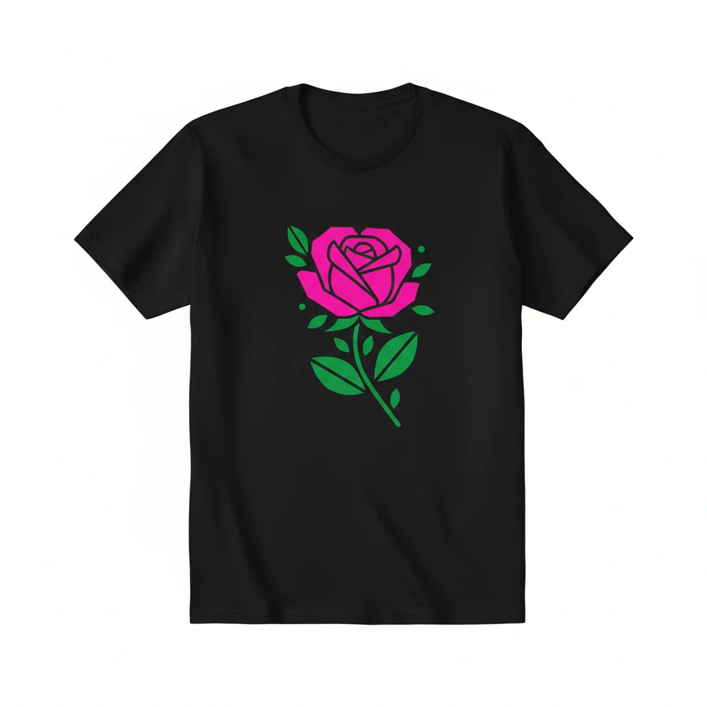 Rosa Verde Street Tee – Pink Rose, Green Vibes 1 Rosa Verde Street Tee – Pink Rose, Green Vibes