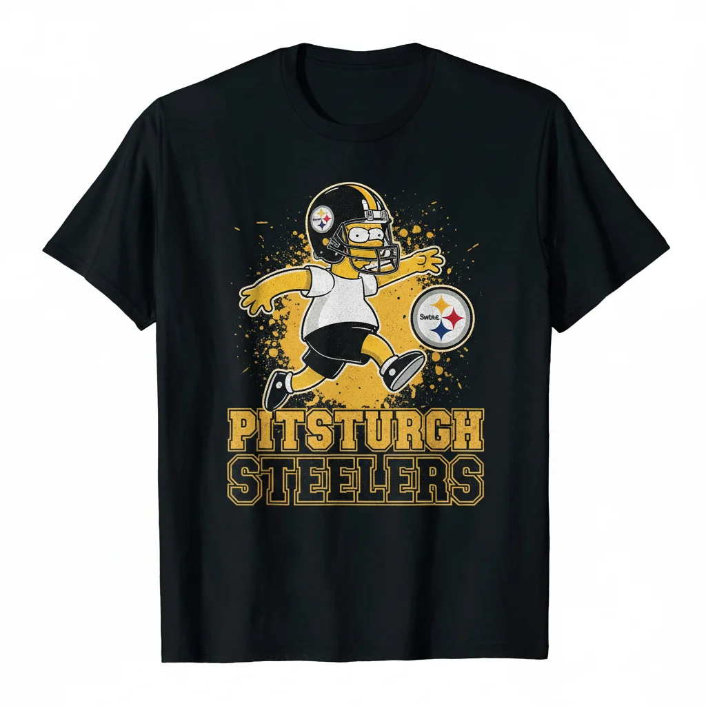Pittsburgh Steelers x Bart Cartoon Premium Graphic Tee - Durable, Pre-Shrunk Comfort